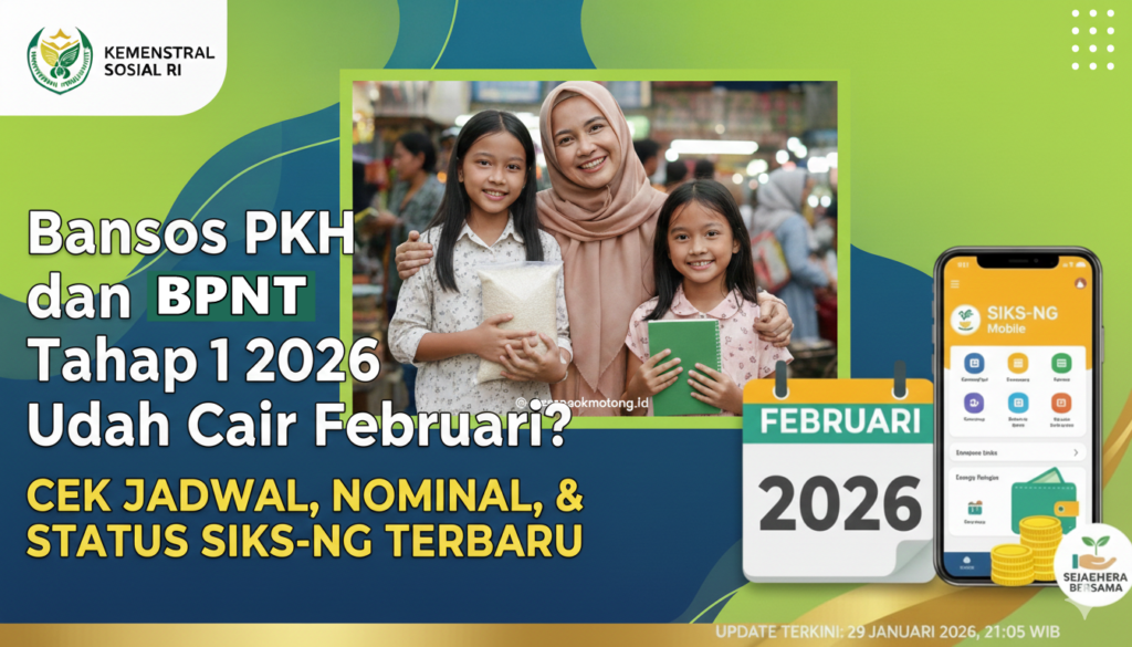 Bansos PKH dan BPNT Tahap 1 2026 Udah Cair Februari? Cek Pula Nominal dan Status SIKS-NG